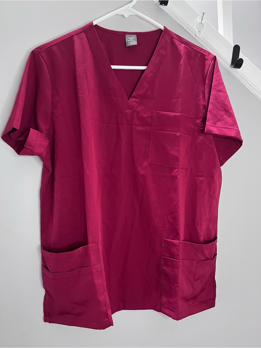 0038: Magenta Women's Scrub Top & Pants with Cargo Pockets Set            Size M - Picture 2 of 14